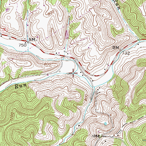 Topographic Map of Hickman Run, WV
