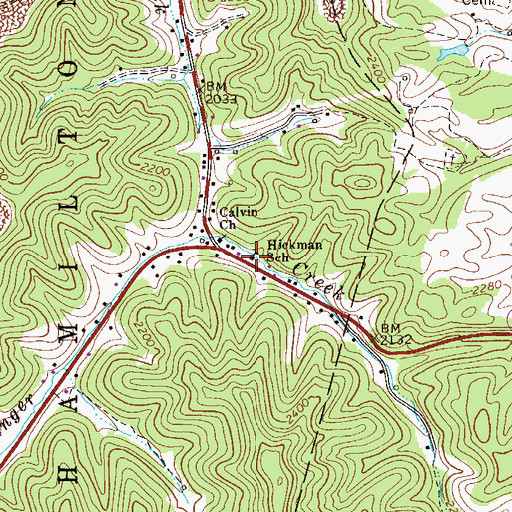 Topographic Map of Hickman School (historical), WV