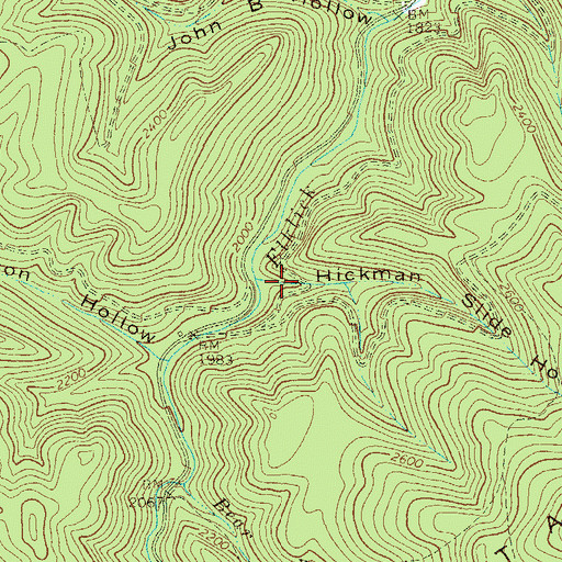 Topographic Map of Hickman Slide Hollow, WV