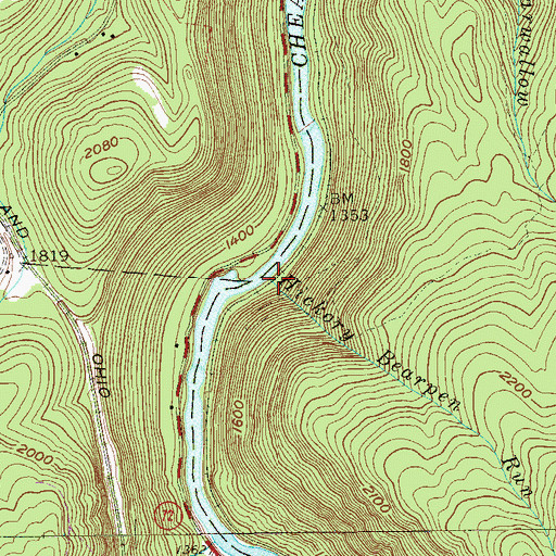 Topographic Map of Hickory Bearpen Run, WV