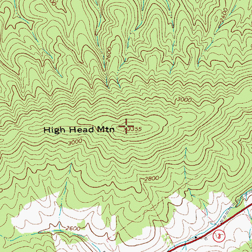 Topographic Map of High Head Mountain, WV