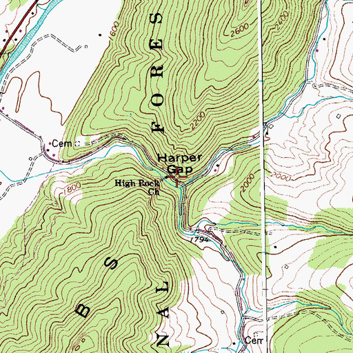 Topographic Map of High Rock Church, WV