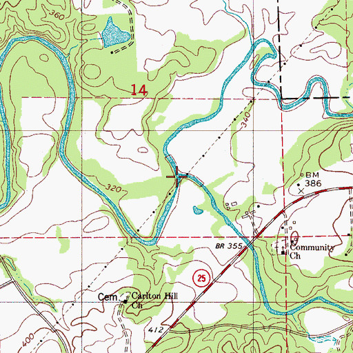 Topographic Map of Mahan Creek, AL