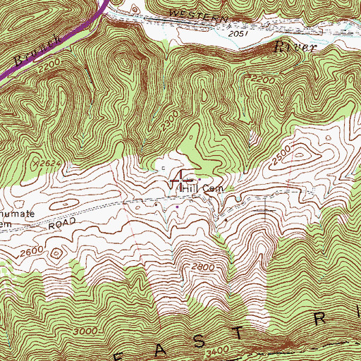 Topographic Map of Hill Cemetery, WV