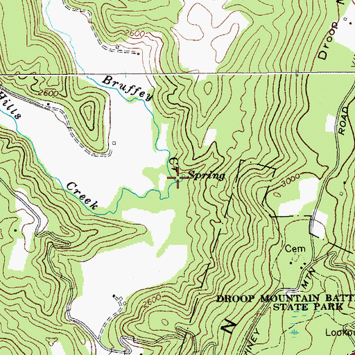 Topographic Map of Hills Creek, WV