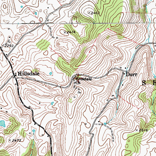 Topographic Map of Hillsdale Church, WV