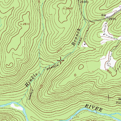 Topographic Map of Hinkle Branch Trail, WV