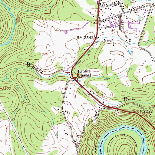 Topographic Map of Hinkle Chapel, WV