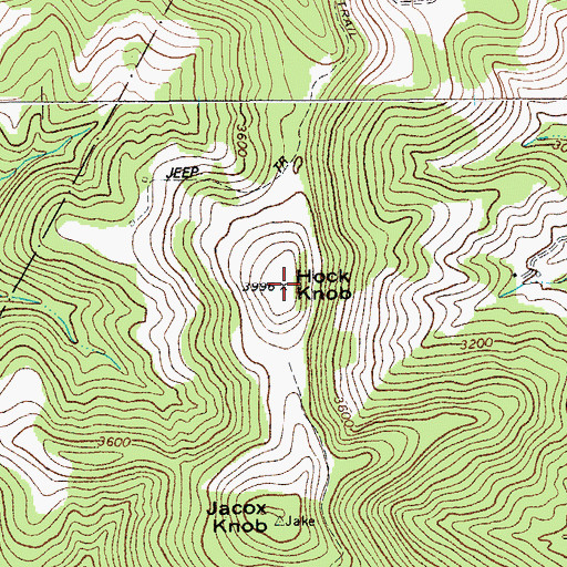 Topographic Map of Hock Knob, WV