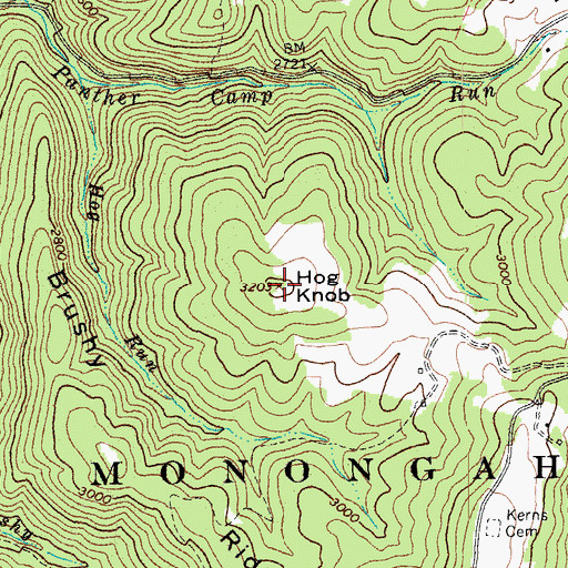 Topographic Map of Hog Knob, WV