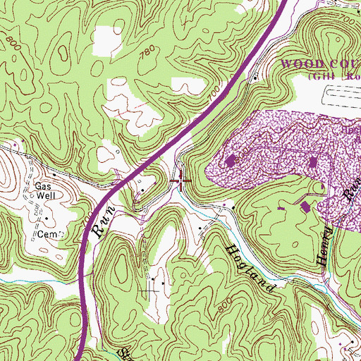 Topographic Map of Hogland Run, WV
