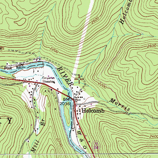 Topographic Map of Holcomb Run, WV