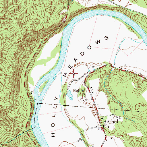 Topographic Map of Holly Meadows, WV