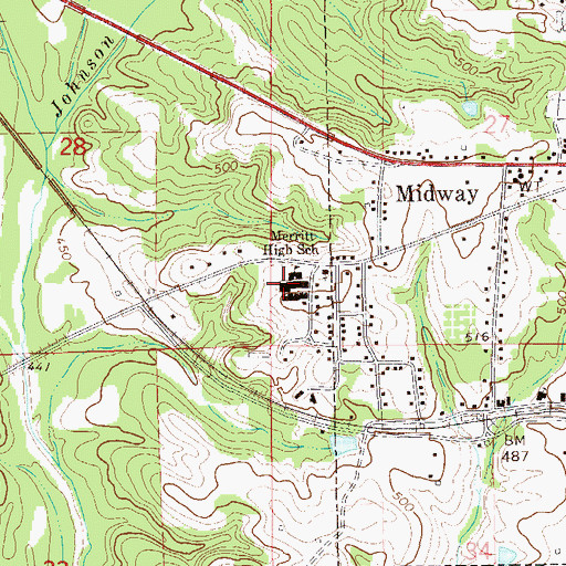 Topographic Map of Merritt High School, AL