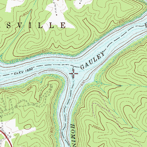 Topographic Map of Hominy Creek, WV