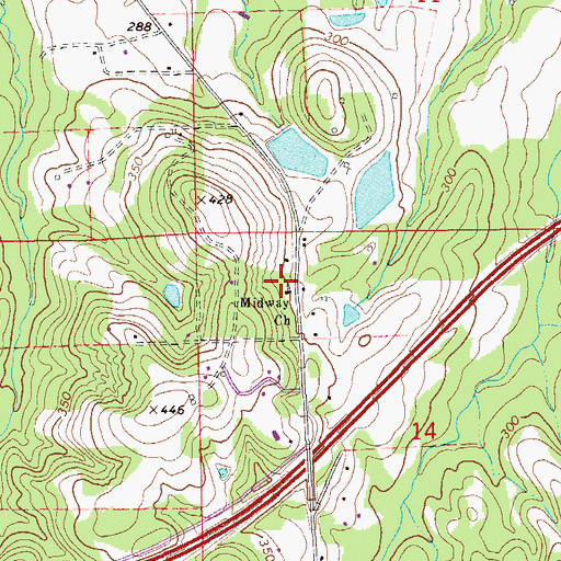 Topographic Map of Midway Baptist Church, AL