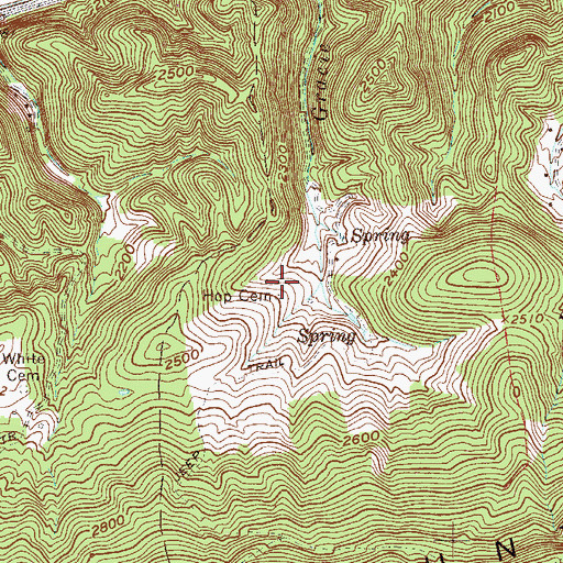 Topographic Map of Hop Cemetery, WV