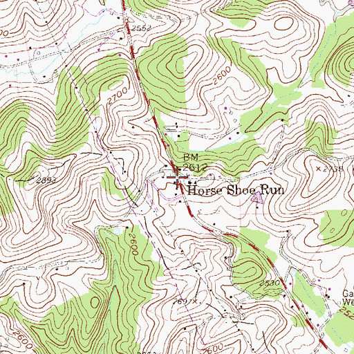 Topographic Map of Horse Shoe Run, WV