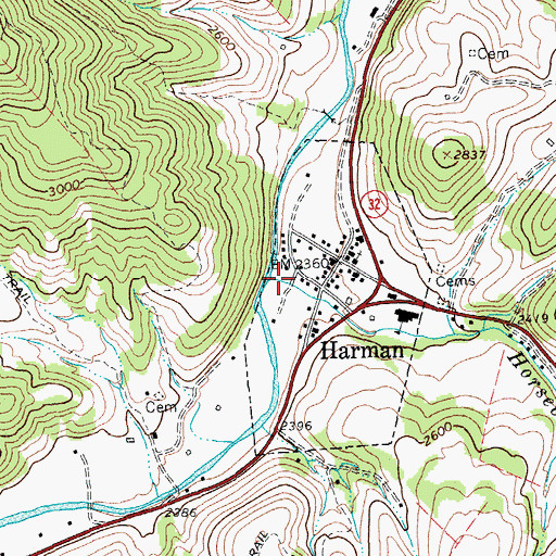 Topographic Map of Horsecamp Run, WV
