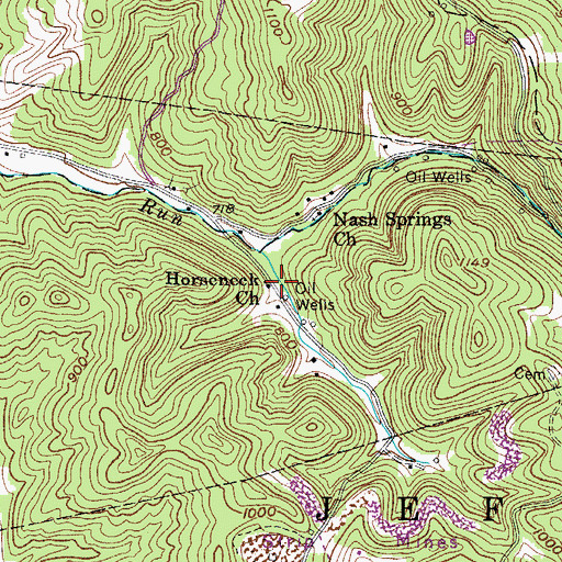 Topographic Map of Horseneck Church, WV