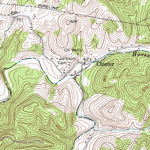 Topographic Map of Horseneck Run, WV