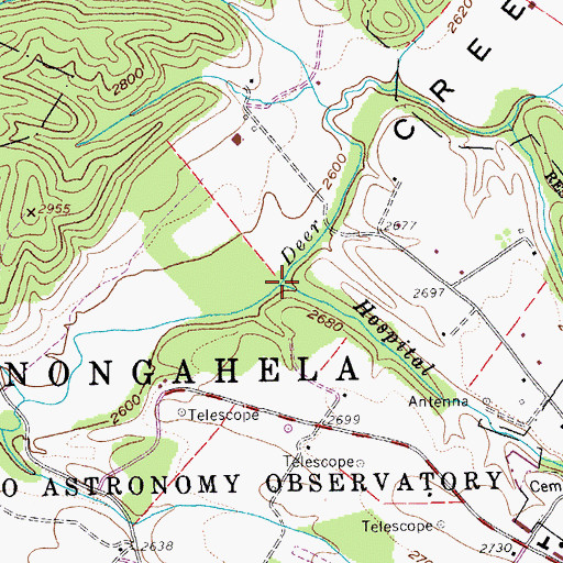Topographic Map of Hospital Run, WV