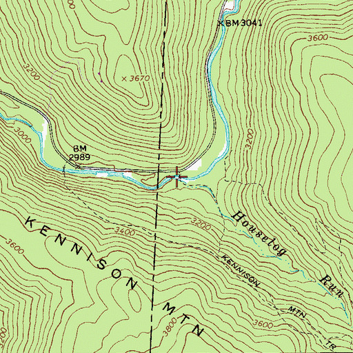 Topographic Map of Houselog Run, WV