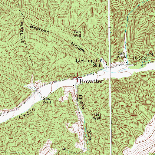 Topographic Map of Hovatter, WV