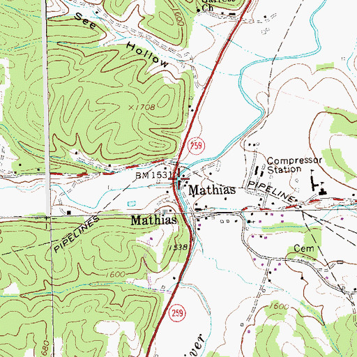 Topographic Map of Howards Lick Run, WV