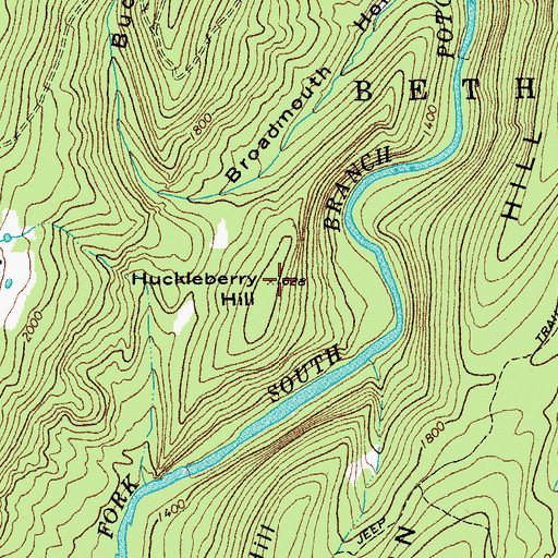 Topographic Map of Huckleberry Hill, WV