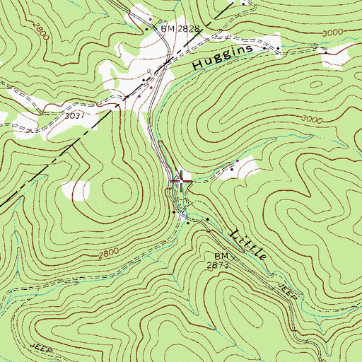Topographic Map of Huggins Hollow, WV