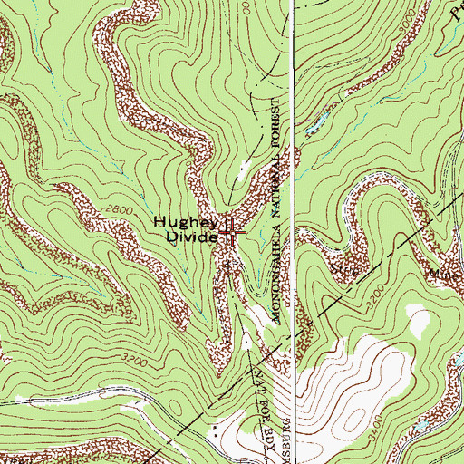 Topographic Map of Hughey Divide, WV