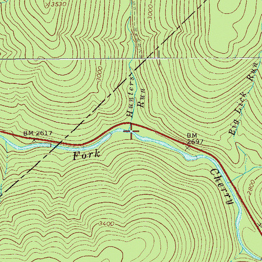 Topographic Map of Hunters Run, WV