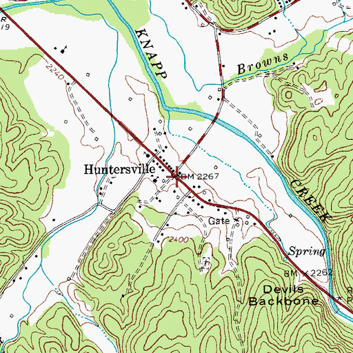 Topographic Map of Huntersville, WV