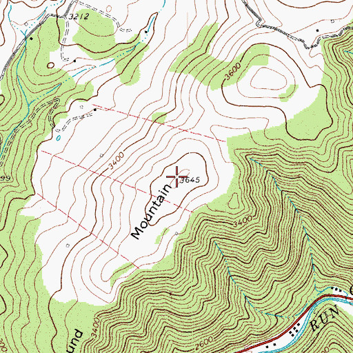 Topographic Map of Hunting Ground Mountain, WV