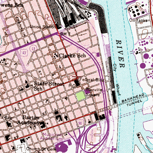 Topographic Map of Mobile, AL