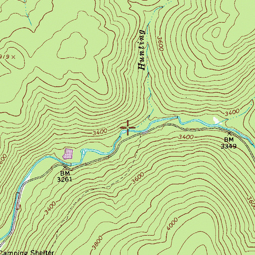 Topographic Map of Hunting Run, WV