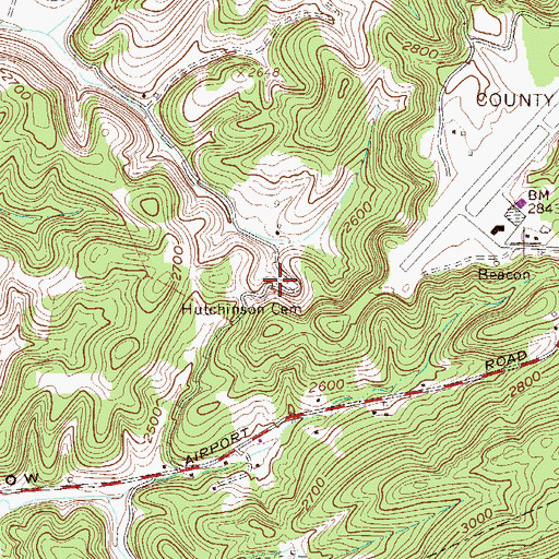 Topographic Map of Hutchinson Cemetery, WV