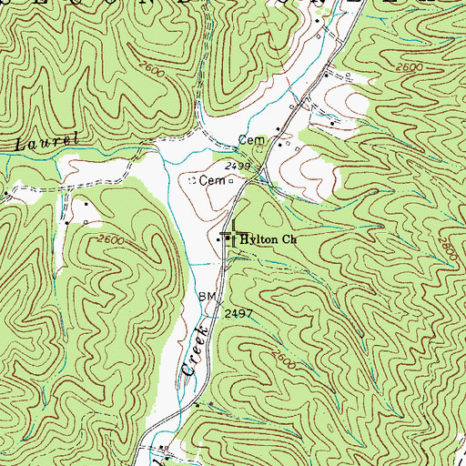 Topographic Map of Hylton Church, WV