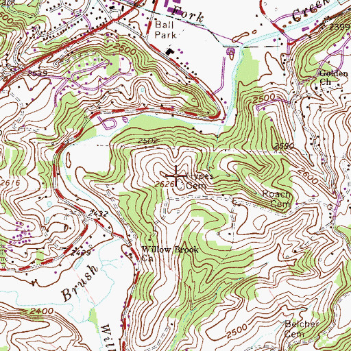 Topographic Map of Hypes Cemetery, WV