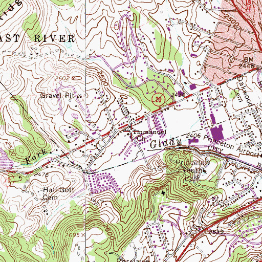 Topographic Map of Immanuel Church, WV