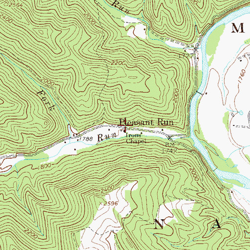 Topographic Map of Irons Chapel, WV