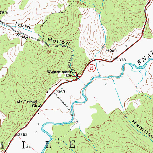 Topographic Map of Irvin Hollow, WV