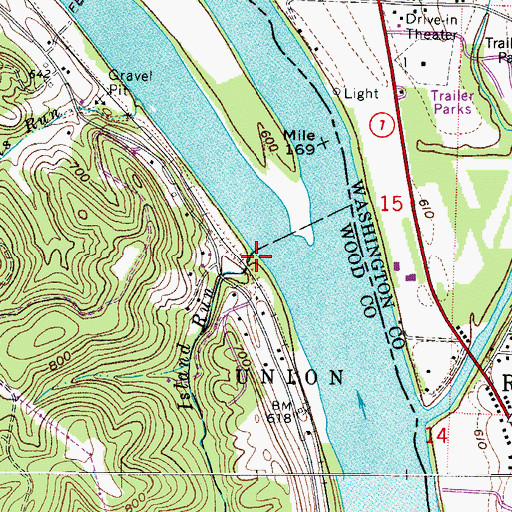 Topographic Map of Island Run, WV
