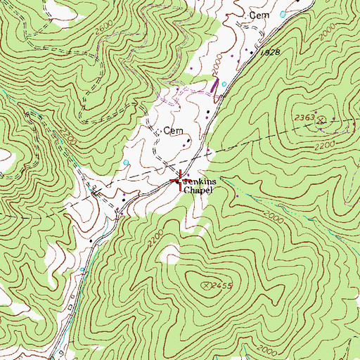 Topographic Map of Jenkins Chapel, WV
