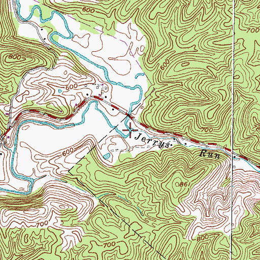 Topographic Map of Jerrys Run, WV