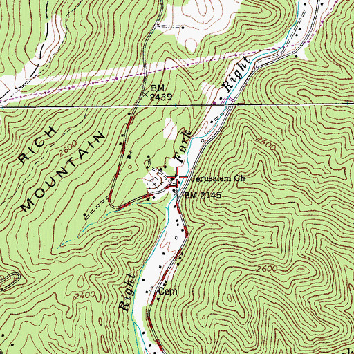 Topographic Map of Jerusalem Church, WV