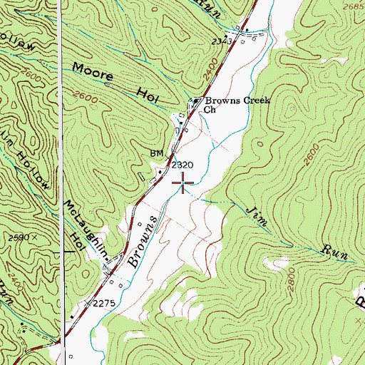 Topographic Map of Jim Run, WV
