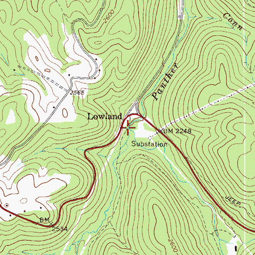 Topographic Map of Jims Branch, WV