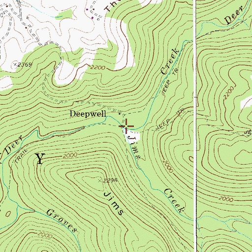Topographic Map of Jims Creek, WV